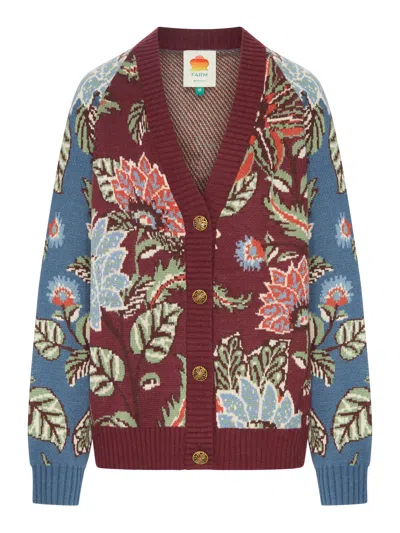 Farm Rio Mixed Delhi Floral Buttoned Knit Cardigan In Multi