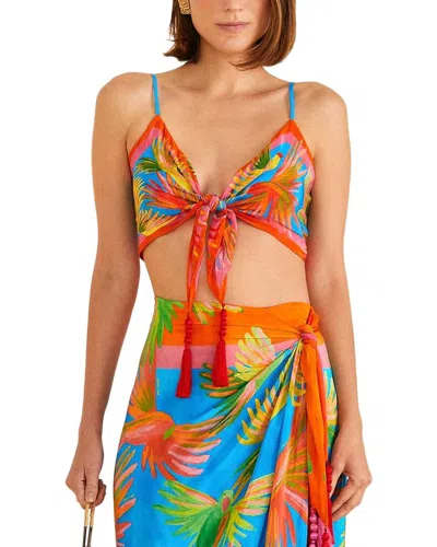 Farm Rio Painted Birds Scarf Top In Multi