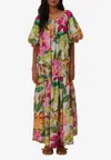 Farm Rio Painted Flowers Maxi Dress In Multicolor