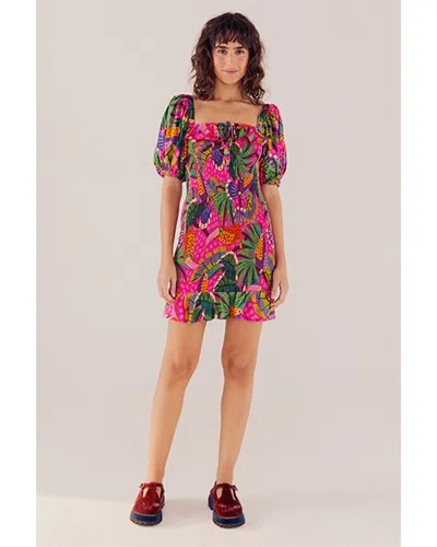 Farm Rio Painted Toucans Mini Dress In Pink