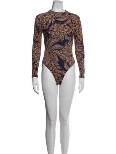 Pre-owned Farm Rio Paisley Print Crew Neck Bodysuit In Multicolor