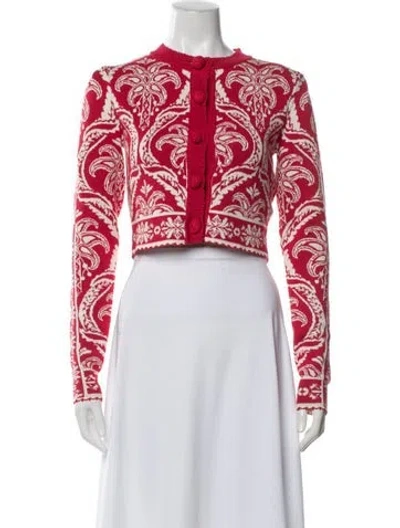Pre-owned Farm Rio Paisley Print Crew Neck Sweater In Red