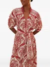 Farm Rio Tropical Cameo Belted Maxi Dress In Off White In White