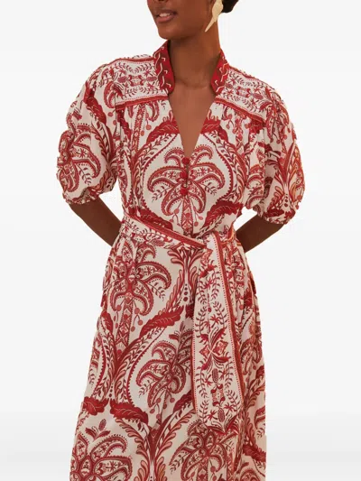 Farm Rio Paisley-print Dress In White