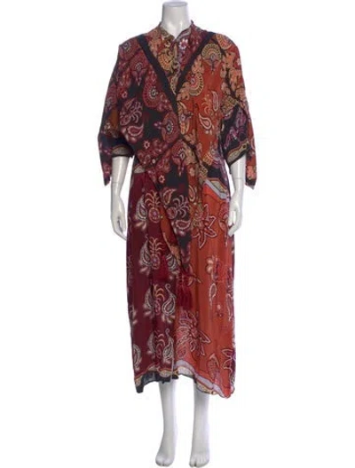 Pre-owned Farm Rio Paisley Print Long Dress In Black