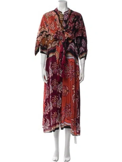 Pre-owned Farm Rio Paisley Print Long Dress In Black