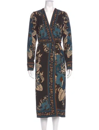 Pre-owned Farm Rio Paisley Print Long Dress In Blue