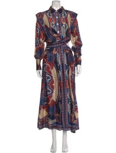 Pre-owned Farm Rio Paisley Print Long Dress In Blue