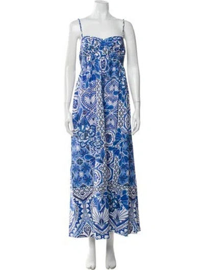 Pre-owned Farm Rio Paisley Print Long Dress In Blue
