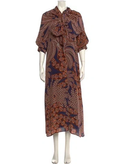 Pre-owned Farm Rio Paisley Print Long Dress In Blue