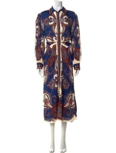 Pre-owned Farm Rio Paisley Print Long Dress In Blue