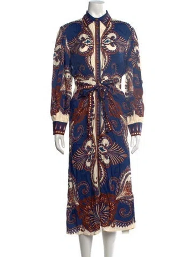 Pre-owned Farm Rio Paisley Print Long Dress In Blue