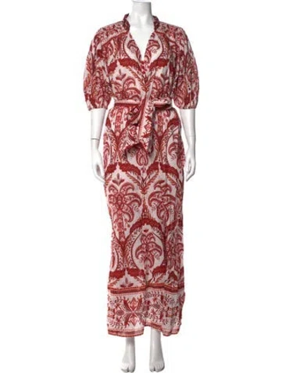 Pre-owned Farm Rio Paisley Print Long Dress In Blue/red