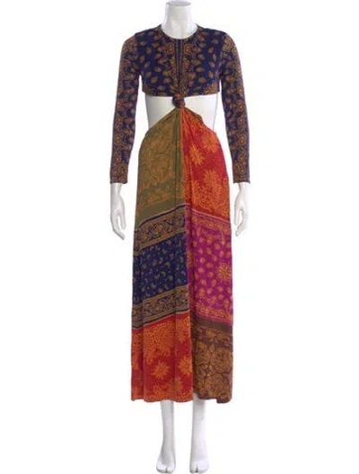 Pre-owned Farm Rio Paisley Print Long Dress In Multi