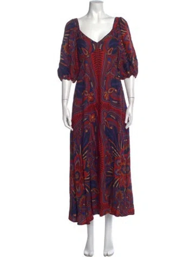 Pre-owned Farm Rio Paisley Print Long Dress In Multi