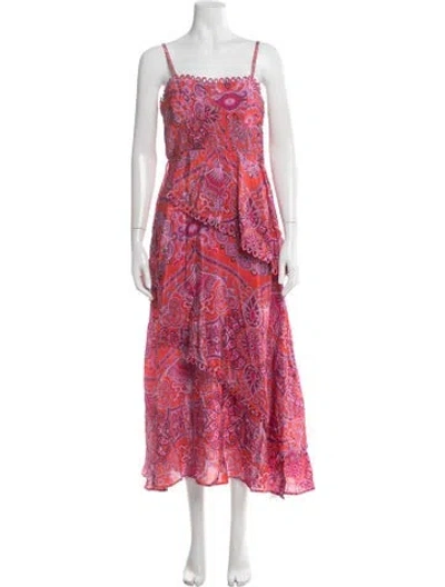 Pre-owned Farm Rio Paisley Print Long Dress In Pink