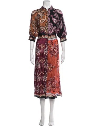 Pre-owned Farm Rio Paisley Print Long Dress In Purple