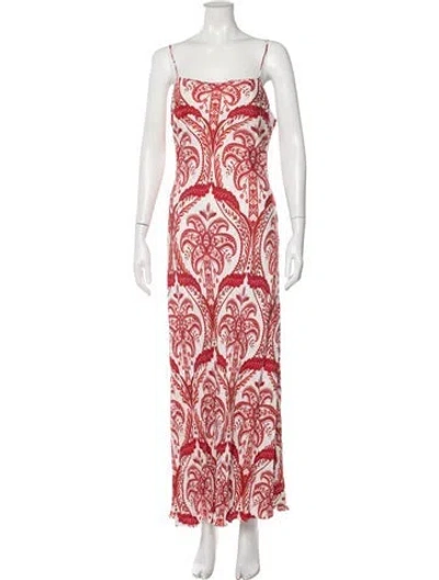 Pre-owned Farm Rio Paisley Print Long Dress In Red