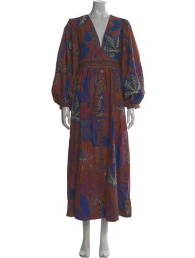 Pre-owned Farm Rio Paisley Print Long Dress W/ Tags In Brown