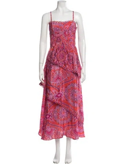 Pre-owned Farm Rio Paisley Print Long Dress W/ Tags In Pink