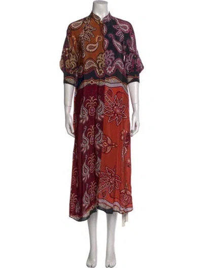 Pre-owned Farm Rio Paisley Print Long Dress W/ Tags In Purple