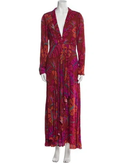 Pre-owned Farm Rio Paisley Print Long Dress W/ Tags In Red