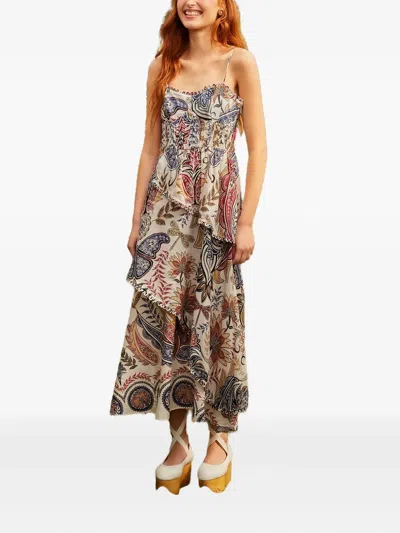 Farm Rio Paisley-print Midi Dress In Neutral