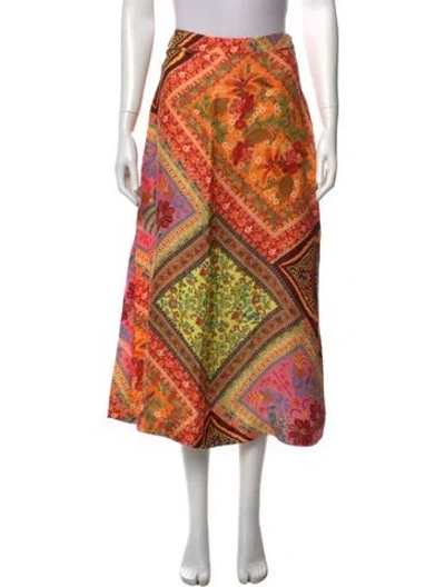 Pre-owned Farm Rio Paisley Print Midi Length Skirt In Brown