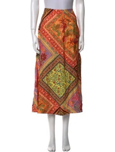 Pre-owned Farm Rio Paisley Print Midi Length Skirt W/ Tags In Brown