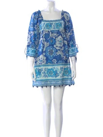 Pre-owned Farm Rio Paisley Print Mini Dress In Blue
