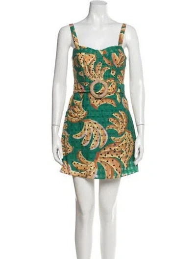 Pre-owned Farm Rio Paisley Print Mini Dress In Green