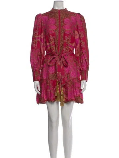 Pre-owned Farm Rio Paisley Print Mini Dress In Pink