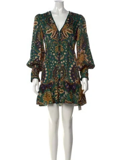 Pre-owned Farm Rio Paisley Print Mini Dress W/ Tags In Green