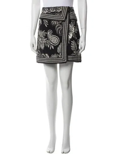 Pre-owned Farm Rio Paisley Print Mini Skirt In White