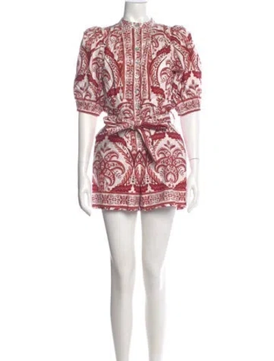 Pre-owned Farm Rio Paisley Print Mock Neck Romper In Multi