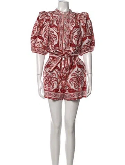 Pre-owned Farm Rio Paisley Print Romper W/ Tags In Blue/neutrals/red