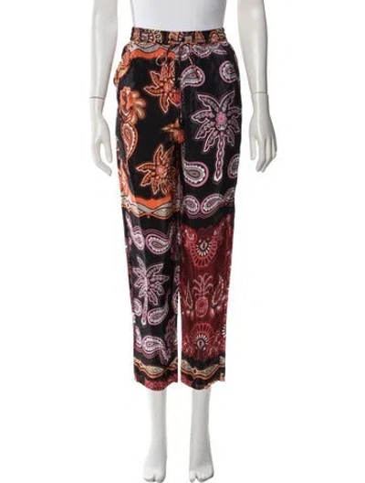 Pre-owned Farm Rio Paisley Print Straight Leg Pants In Red