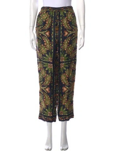 Pre-owned Farm Rio Paisley Print Wide Leg Pants In Blue