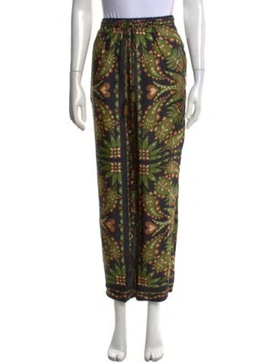 Pre-owned Farm Rio Paisley Print Wide Leg Pants W/ Tags In Green