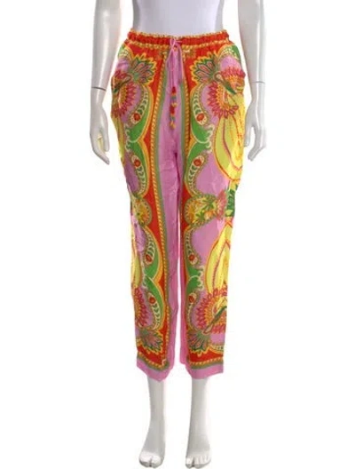 Pre-owned Farm Rio Paisley Print Wide Leg Pants W/ Tags In Pink