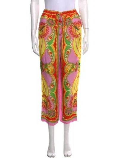 Pre-owned Farm Rio Paisley Print Wide Leg Pants W/ Tags In Pink