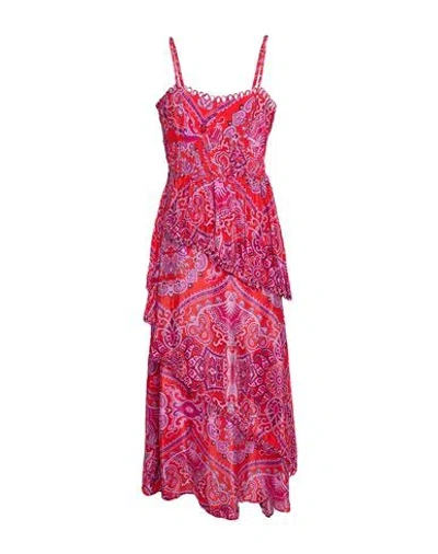 Farm Rio Paisley Scarf Red Loopy Cups Maxi Dress Woman Midi Dress Red Size Xl Viscose