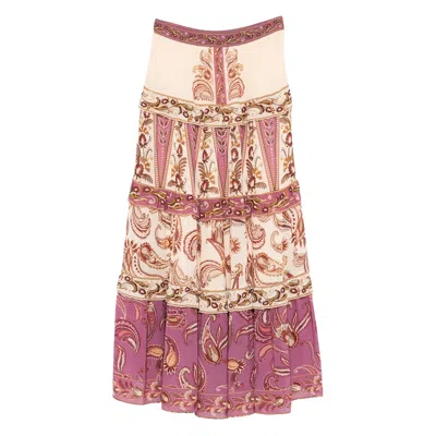 Farm Rio Paisley Tiered Maxi Skirt In Multi