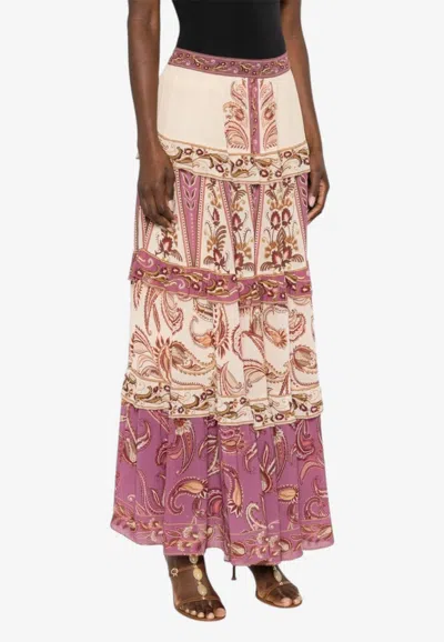 Farm Rio Sand Delicate Ainika Viscose Long Skirt In Multi