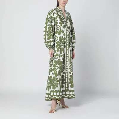 Farm Rio Palermo Dress With Green Print In Brown