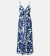 Farm Rio Palermo Floral Scalloped Beach Cover-up In Blue