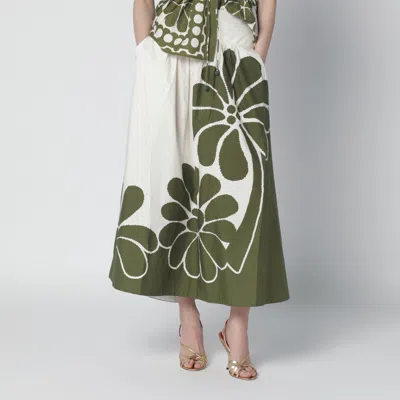 Farm Rio Bio Palermo Floral High Waist Midi Skirt In Green