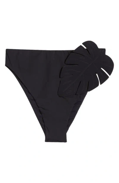 Farm Rio Palm Appliqué Bikini Bottoms In Black