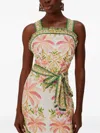Farm Rio Palm Dress Off-white Sleeveless Angled Mini Dress In Multi