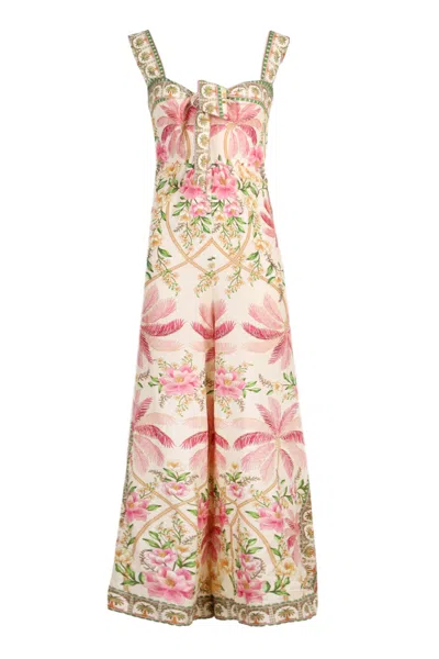 Farm Rio Palm Dream Off-white Strap Knot Jumpsuit